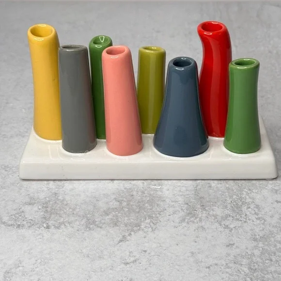 Chive Pooley Modern Colorful Ceramic Bud Vases Flower 8 Tube Arrangement Vase - Picture 2 of 11